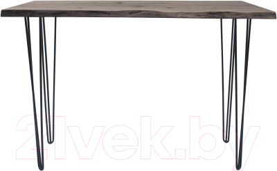 Обеденный стол Buro7 Грасхопер с обзолом и сучками 110x80x75 (дуб мореный/черный)