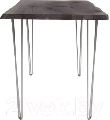 Обеденный стол Buro7 Грасхопер с обзолом и сучками 110x80x75 (дуб мореный/серебристый)