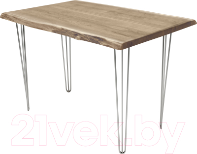 Обеденный стол Buro7 Грасхопер с обзолом 120x80x75 (дуб беленый/серебристый)