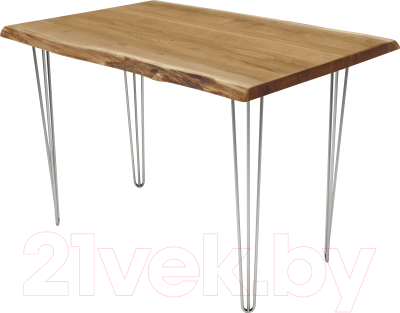 Обеденный стол Buro7 Грасхопер с обзолом 120x80x75 (дуб натуральный/серебристый)