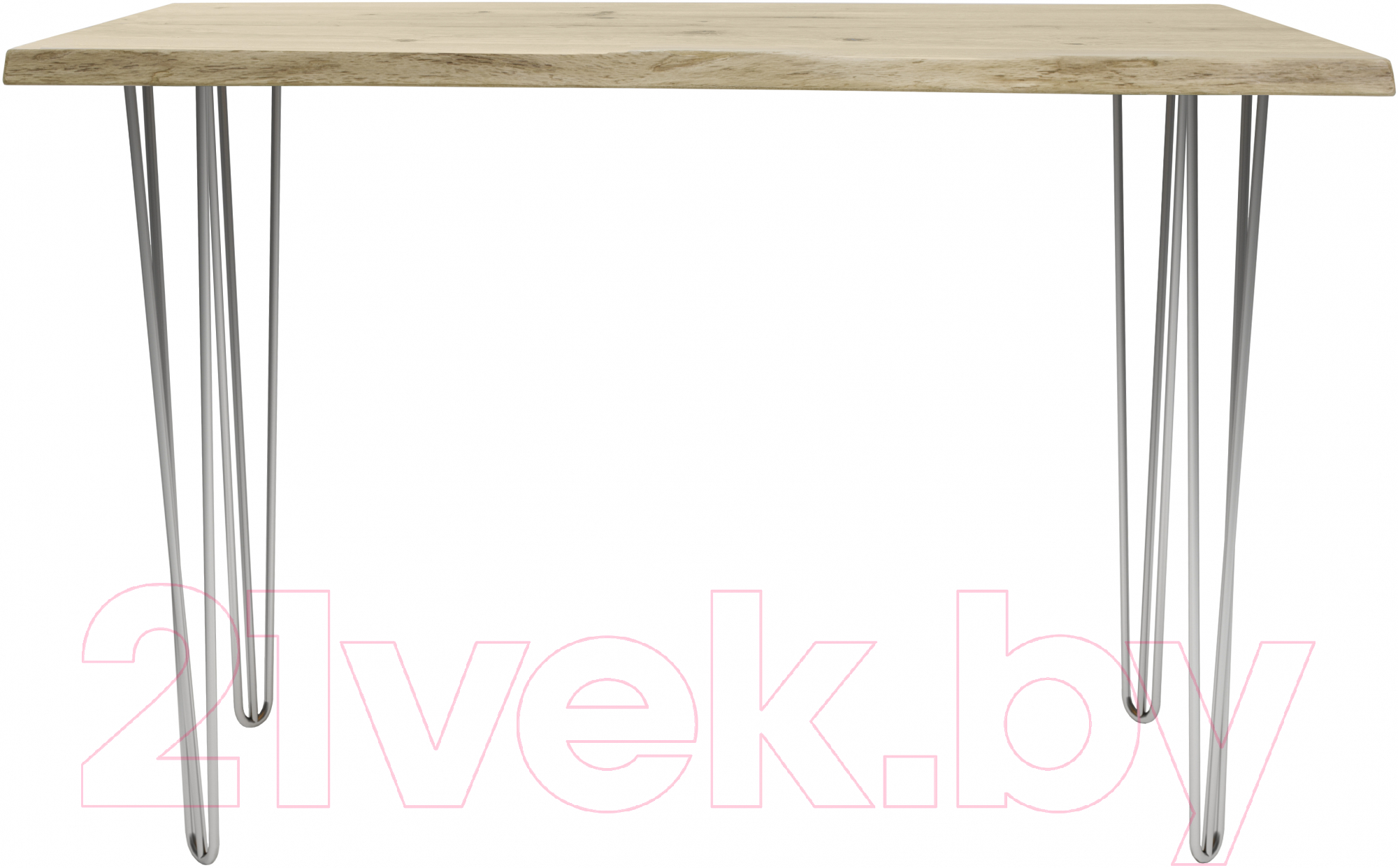 Обеденный стол Buro7 Грасхопер с обзолом и сучками 120x80x75 (дуб беленый/серебристый) — фото 2