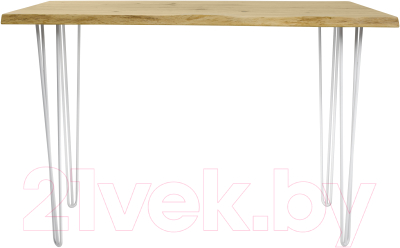 Обеденный стол Buro7 Грасхопер с обзолом и сучками 120x80x75 (дуб натуральный/белый)