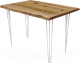 Обеденный стол Buro7 Грасхопер с обзолом и сучками 120x80x75 (дуб натуральный/белый) - 