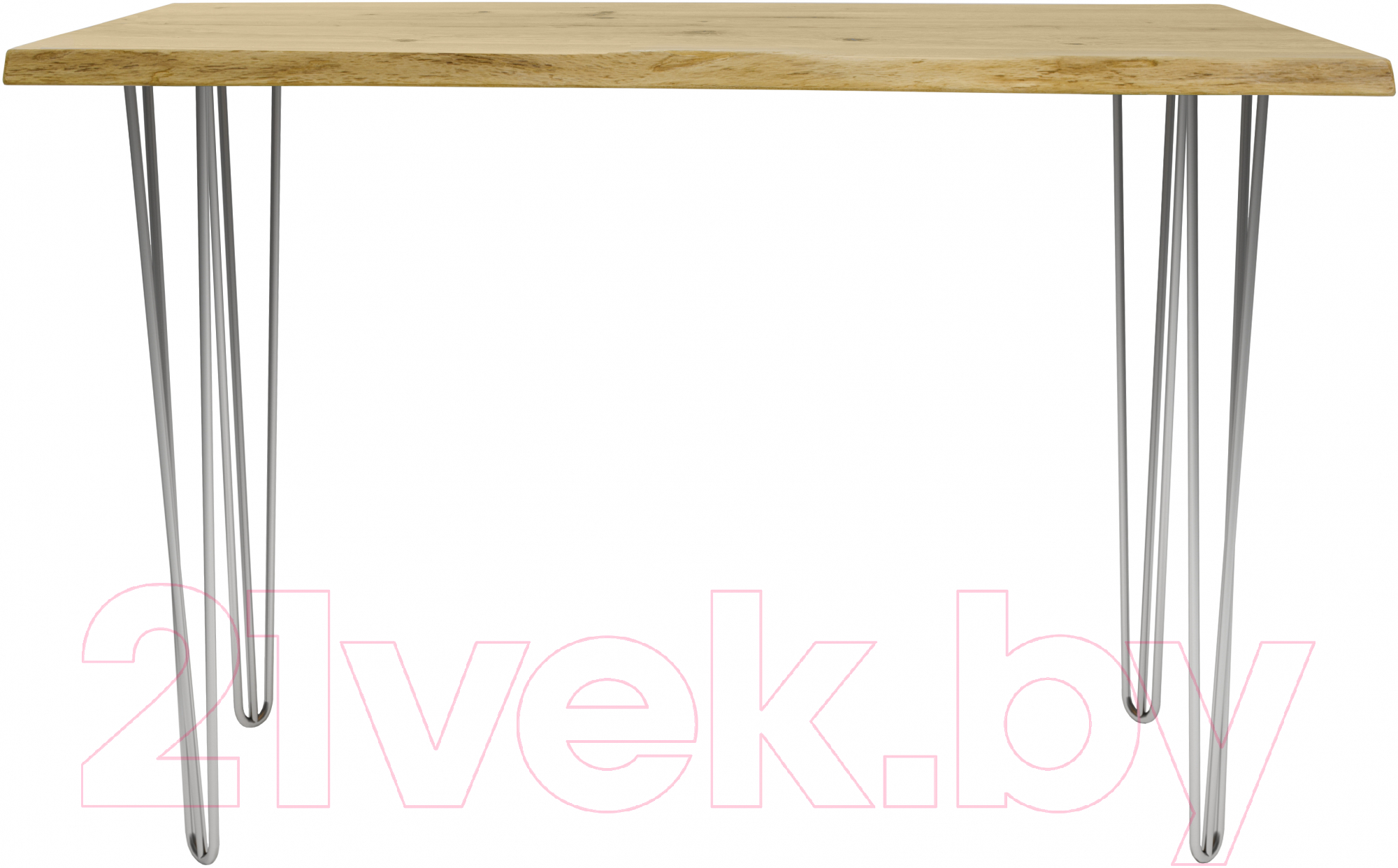 Обеденный стол Buro7 Грасхопер с обзолом и сучками 120x80x75 (дуб натуральный/серебристый) — фото 2