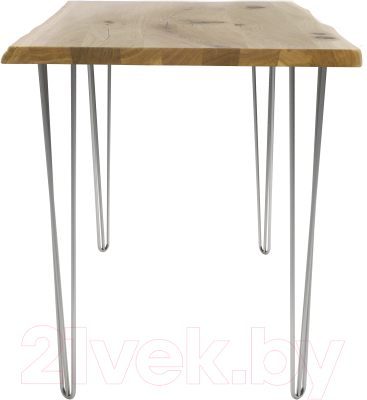 Обеденный стол Buro7 Грасхопер с обзолом и сучками 120x80x75 (дуб натуральный/серебристый)