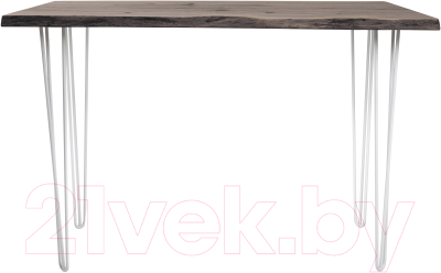 Обеденный стол Buro7 Грасхопер с обзолом и сучками 120x80x75 (дуб мореный/белый)