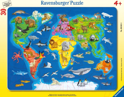 Пазл Ravensburger Карта мира с животными / R06641 (30эл)