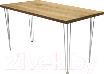 Обеденный стол Buro7 Грасхопер Классика 150x80x75 (дуб натуральный/серебристый)