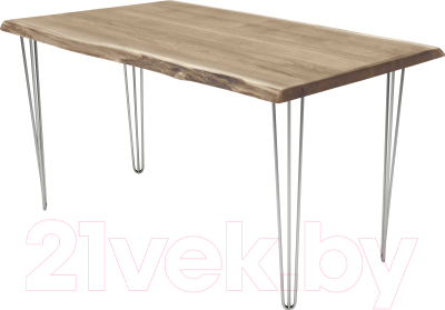 Обеденный стол Buro7 Грасхопер с обзолом 150x80x75 (дуб беленый/серебристый)