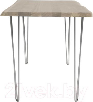 Обеденный стол Buro7 Грасхопер с обзолом 150x80x75 (дуб беленый/серебристый)