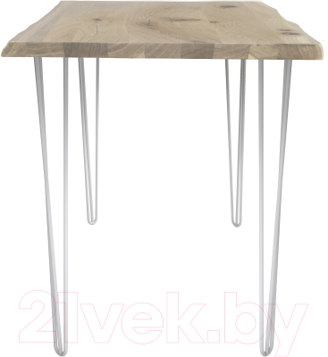 Обеденный стол Buro7 Грасхопер с обзолом и сучками 150x80x75 (дуб беленый/белый)