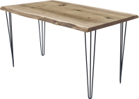 Обеденный стол Buro7 Грасхопер с обзолом и сучками 150x80x75 (дуб беленый/черный) - 