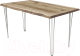 Обеденный стол Buro7 Грасхопер с обзолом и сучками 150x80x75 (дуб беленый/серебристый) - 