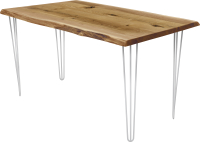 Обеденный стол Buro7 Грасхопер с обзолом и сучками 150x80x75 (дуб натуральный/белый) - 