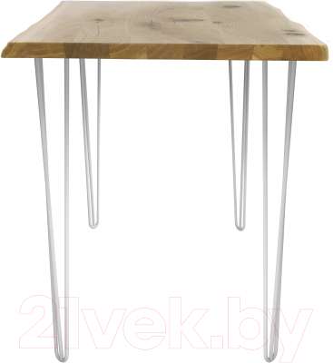 Обеденный стол Buro7 Грасхопер с обзолом и сучками 150x80x75 (дуб натуральный/белый)