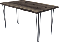 Обеденный стол Buro7 Грасхопер с обзолом и сучками 150x80x75 (дуб мореный/черный) - 