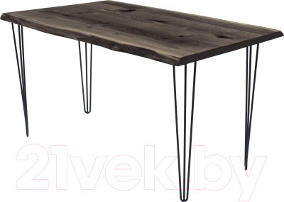 Обеденный стол Buro7 Грасхопер с обзолом и сучками 150x80x75 (дуб мореный/черный)