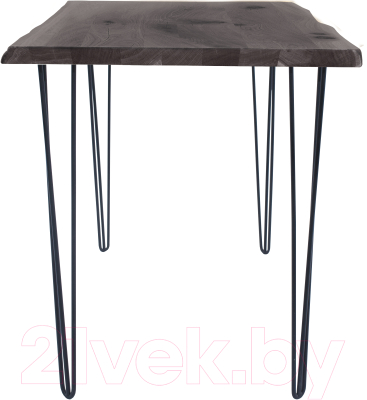 Обеденный стол Buro7 Грасхопер с обзолом и сучками 150x80x75 (дуб мореный/черный)