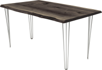 Обеденный стол Buro7 Грасхопер с обзолом и сучками 150x80x75 (дуб мореный/серебристый) - 
