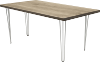 Обеденный стол Buro7 Грасхопер Классика 180x80x75 (дуб беленый/серебристый) - 