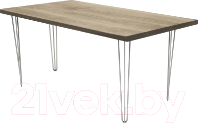 Обеденный стол Buro7 Грасхопер Классика 180x80x75 (дуб беленый/серебристый)