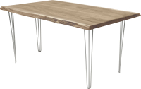 Обеденный стол Buro7 Грасхопер с обзолом 180x80x75 (дуб беленый/серебристый) - 