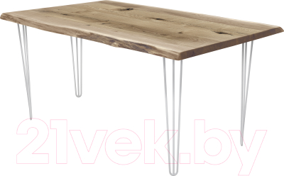 Обеденный стол Buro7 Грасхопер с обзолом и сучками 180x80x75 (дуб беленый/белый)
