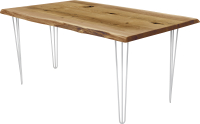 Обеденный стол Buro7 Грасхопер с обзолом и сучками 180x80x75 (дуб натуральный/белый) - 