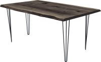 Обеденный стол Buro7 Грасхопер с обзолом и сучками 180x80x75 (дуб мореный/черный) - 