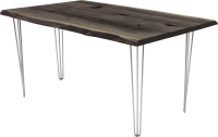 Обеденный стол Buro7 Грасхопер с обзолом и сучками 180x80x75 (дуб мореный/серебристый) - 