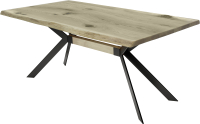 Обеденный стол Buro7 Арно С обзолом и сучками 110x80x76 (дуб беленый/черный) - 
