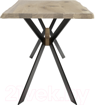 Обеденный стол Buro7 Арно С обзолом и сучками 110x80x76 (дуб беленый/черный)