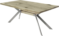 Обеденный стол Buro7 Арно С обзолом и сучками 110x80x76 (дуб беленый/серебристый) - 