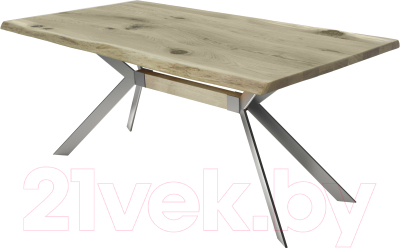 Обеденный стол Buro7 Арно С обзолом и сучками 110x80x76 (дуб беленый/серебристый)