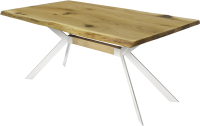 Обеденный стол Buro7 Арно С обзолом и сучками 110x80x76 (дуб натуральный/белый) - 