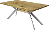 Обеденный стол Buro7 Арно С обзолом и сучками 110x80x76 (дуб натуральный/серебристый) - 