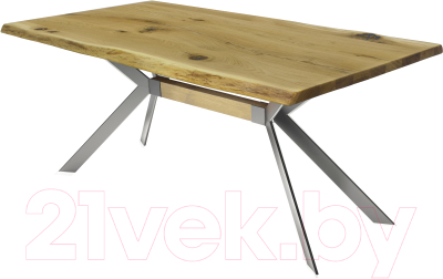 Обеденный стол Buro7 Арно С обзолом и сучками 110x80x76 (дуб натуральный/серебристый)