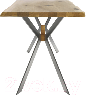 Обеденный стол Buro7 Арно С обзолом и сучками 110x80x76 (дуб натуральный/серебристый)