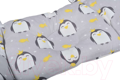 Бортик в кроватку Farfello Пингвины / W2 (серый)