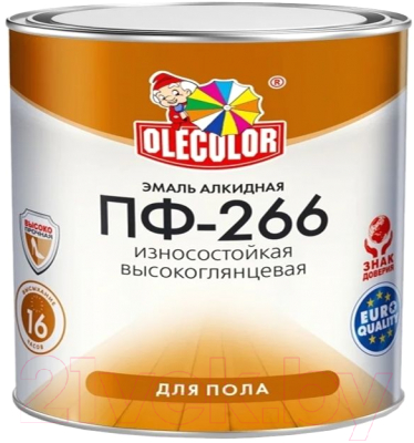 Эмаль Olecolor Для пола ПФ-266 (1.9кг, желто-коричневый)