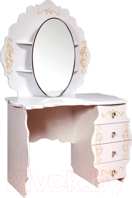 Туалетный столик с зеркалом Мебель-КМК Мелани 2 0434.10-02 (дуб молочный)
