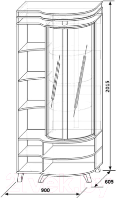 Шкаф с витриной Мебель-КМК Л 0365.3 левый (орех шоколад/дуб светлый)