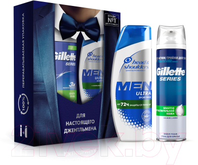 Набор косметики для тела и волос Gillette Series пена для бритья 250мл+Sports Fresh шампунь 200мл