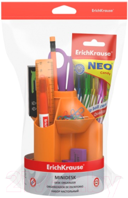 Органайзер настольный Erich Krause Mini Desk, Neon Solid / 53229 (оранжевый)