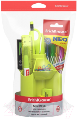 Органайзер настольный Erich Krause Mini Desk, Neon Solid / 53230 (желтый)