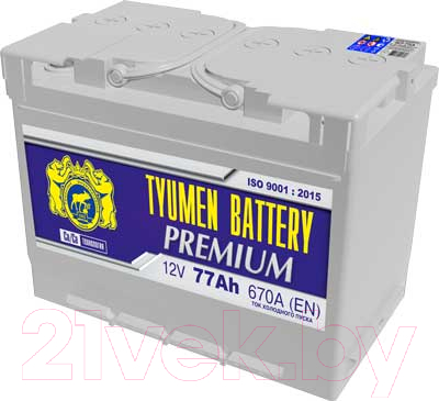 Автомобильный аккумулятор Tyumen Battery Premium R+ / 6СТ-77оп Pr (77 А/ч)
