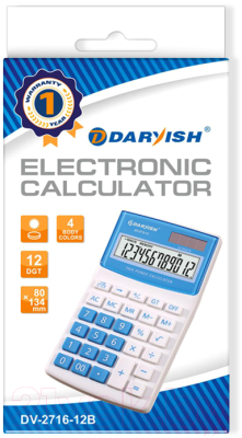 Калькулятор Darvish DV-2716-12B (белый/голубой)