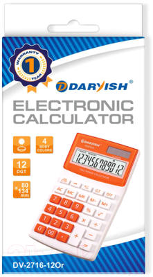 Калькулятор Darvish DV-2716-12Or (белый/оранжевый)