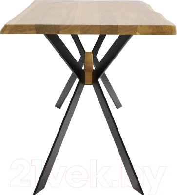 Обеденный стол Buro7 Арно С обзолом 150x80x76 (дуб натуральный/черный)