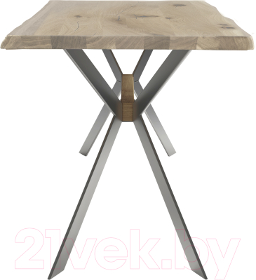 Обеденный стол Buro7 Арно с обзолом и сучками 150x80x76 (дуб беленый/серебристый)